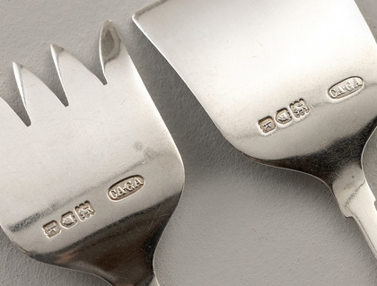 Boxed Antique Miniature Silver Pastry Servers - Asprey London